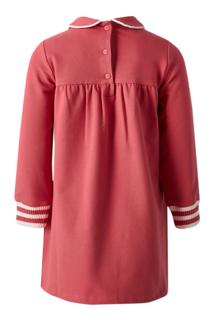 Kids Long-sleeved Dress with Logo Embroidery