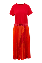 Pleated Midi T-Shirt Dress
