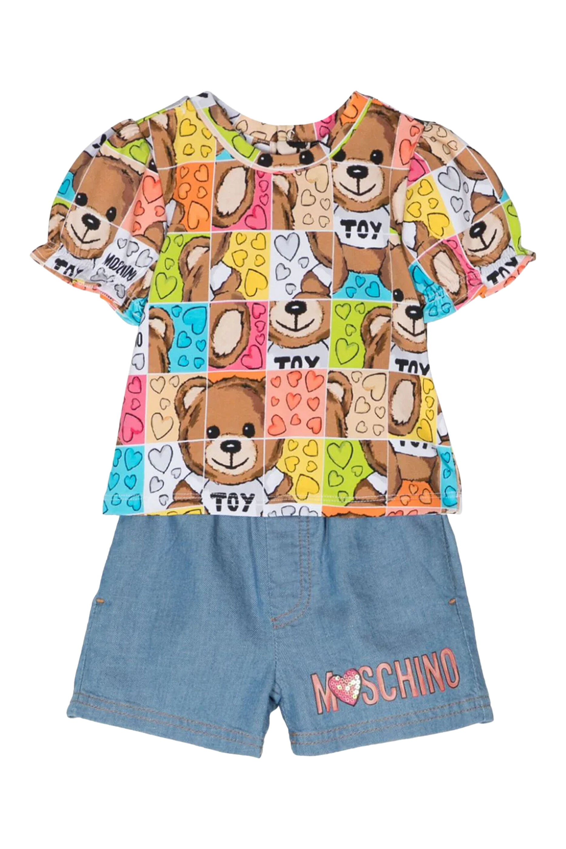 Moschino Kids logo-print cotton shorts set - Black