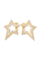 Full Diamond Star Earrings, 18K Yellow Gold & Diamonds