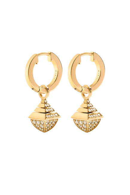Cleo Mini Rev Earrings, 18k Yellow Gold with Diamonds