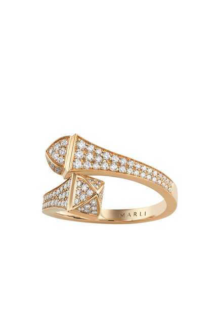 Cleo Midi Slim Ring, 18k Pink Gold & Full Diamond