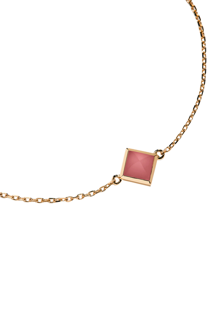 Cleo Pyramid Bracelet, 18K Rose Gold & Coral Stone