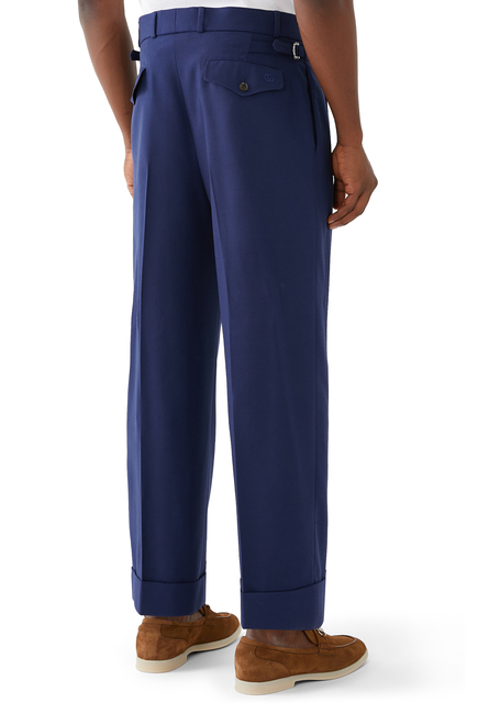 Wool Twill Embroidered Trousers