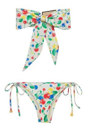 Two-Piece Cherries Print Jersey Bikini Set