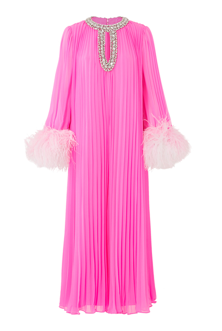 Buy Self-Portrait Chiffon Feather Midi Dress for Womens | Bloomingdale ...