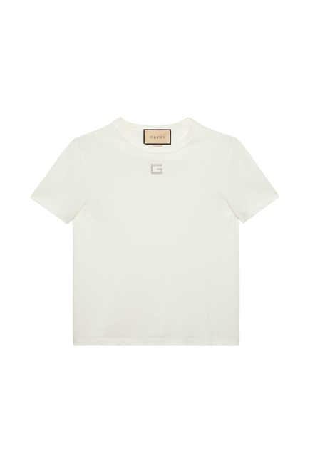 Cotton Jersey T-Shirt With Crystal G