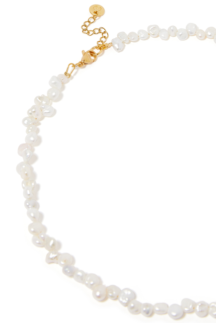Invisible Touch Necklace, 24k Gold-Plated Clasp with Fresh Water Pearls & Glass