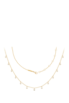 Sparkle Round Dangle Chain Necklace, 18k Yellow Gold with Diamonds