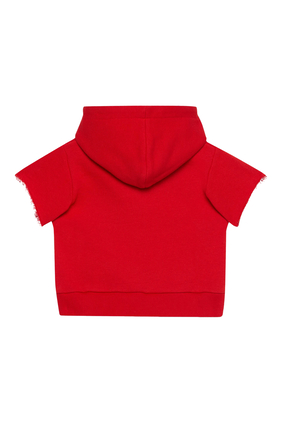 Kids Cotton Hooded Short-Sleeved Sweatshirt