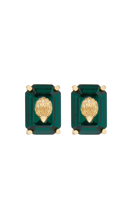 Emerald Cut Crystal Stud Earrings