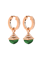 CleoMini Rev Drop Earrings, 18k Rose Gold with Green Agate & Diamonds