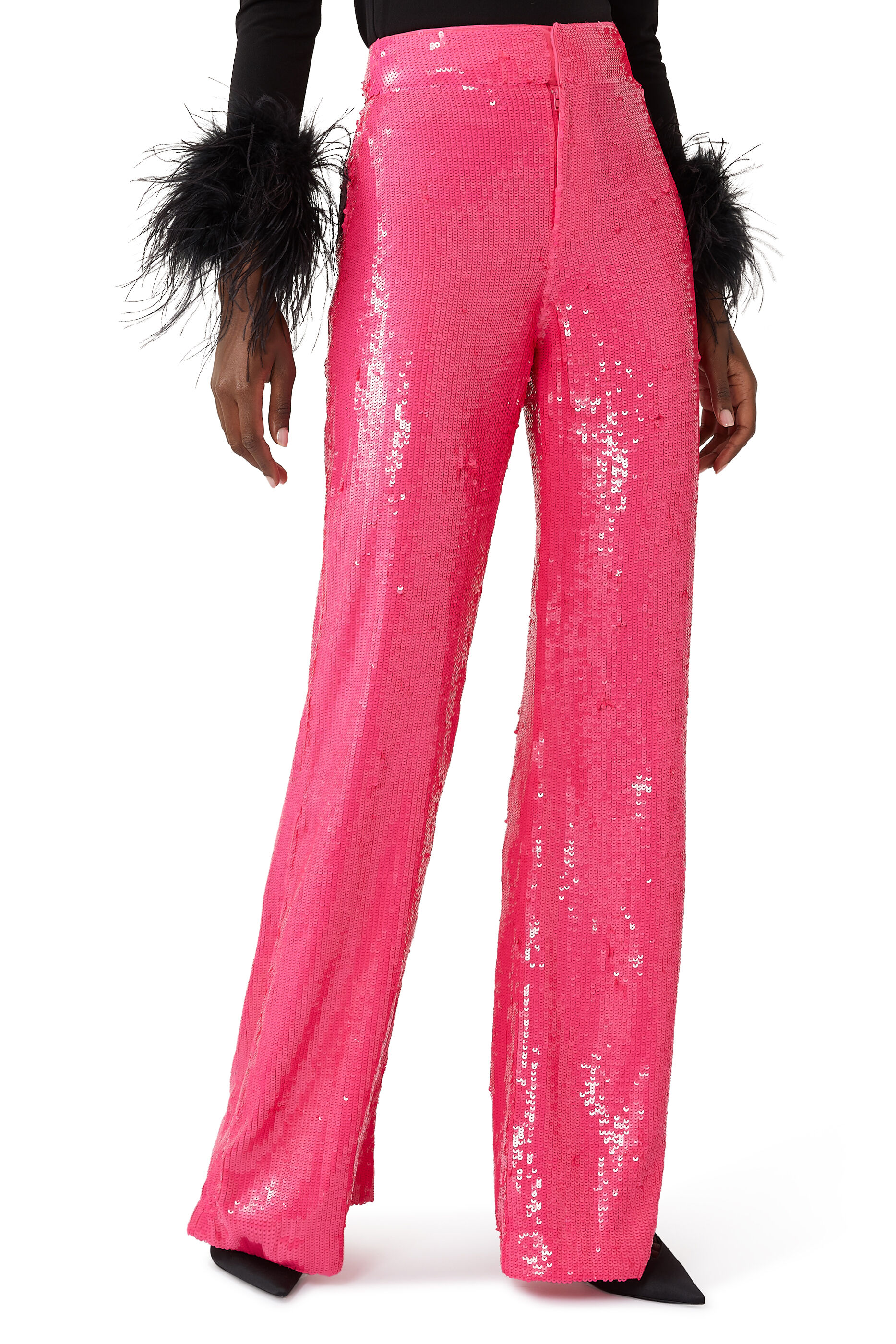 Buy Deme by Gabriella Green Crepe Sequins Crop Top And Pant Set Online   Aza Fashions