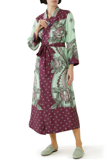 Paisley Print Silk Robe