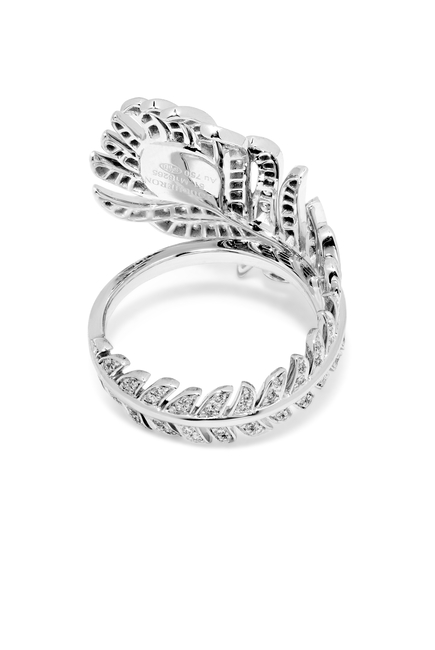Plume de Paon Small Ring, 18k White Gold & Diamonds