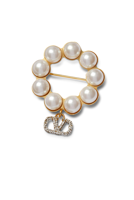 VLogo Signature Pearl Brooch