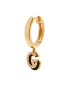 G Huggie Earring, 18k Yellow Gold & Diamonds