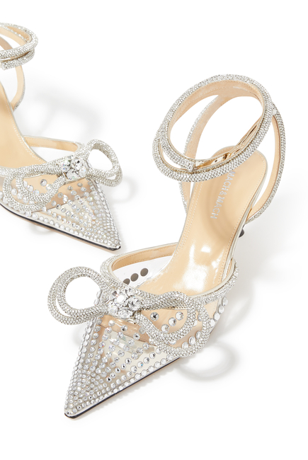 Double-Bow 65 Crystal Embellished PVC Pumps