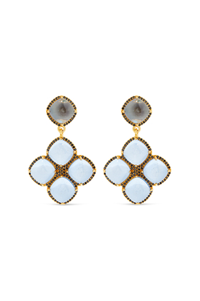Cecilia Gemstone Drop Earrings, 24K Gold-Plated Brass
