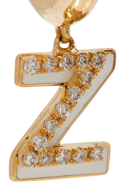 Z Huggie Earring, 18k Yellow Gold & Diamonds