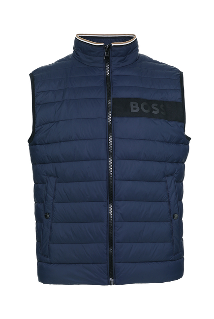 Water-Repellent Padded Gilet With 3D Logo Tape