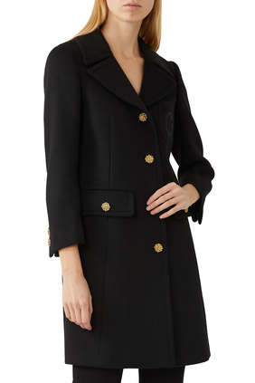 Double G Embroidery Wool Coat