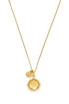 Talisman Charm Necklace, 24K Yellow Gold Plated Brass with Rock Crystal & Freshwater Pearls
