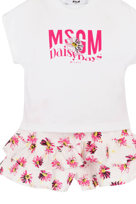 Logo Print T-Shirt & Floral Skirt Set