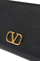 Valentino Garavani VLogo Signature Grainy Calfskin Wallet with Chain