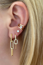 Triple Hexagon Elongated Drop Earrings, 18k Yellow Gold with Diamonds