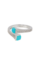 Cleo Slim Ring, 18k White Gold with  Blue Chalcedony & Diamonds