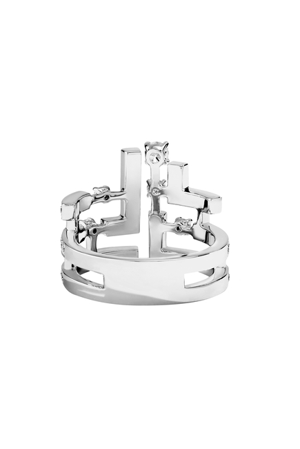Avenues Crown Ring, 18k White Gold with Full Diamonds