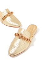 Chelsea Metallic Studded Flat Mules