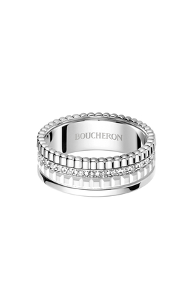 Quatre Pure Edition Small Ring, 18k White Gold & Diamonds
