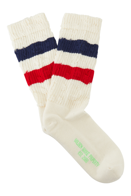 Distressed Cotton Stripe Socks