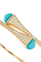 Cleo Midi Bangle, 18k Yellow Gold with Turquoise & Diamonds
