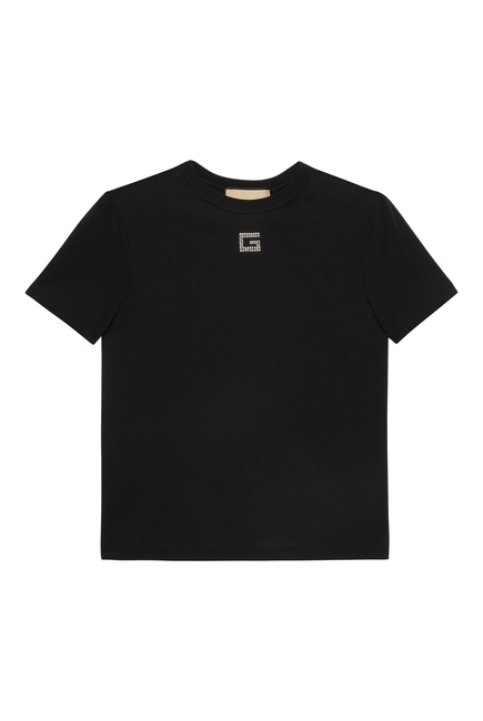 Cotton Jersey T-Shirt With Crystal G