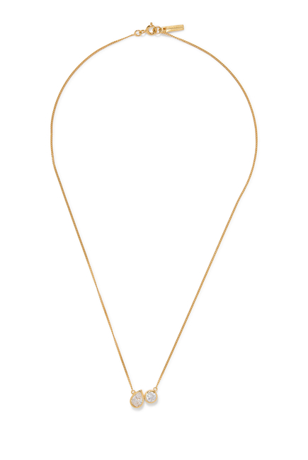 Peas in a Pod Pendant Necklace,  Recycled Sterling Silver Plated in 14k Yellow Gold Vermeil & Cubic Zirconia