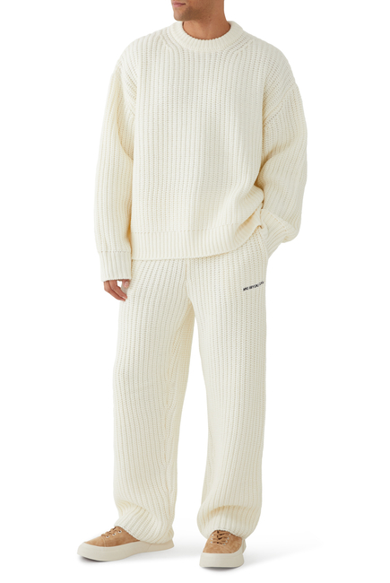 Chunky Rib Knit Wide Leg Joggers