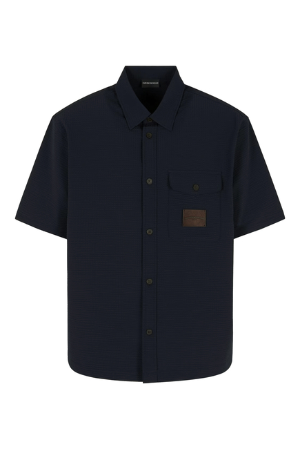 Logo Patch Seersucker Shirt