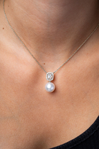 Starlight Necklace, 18k White Gold, Diamond & Pearl