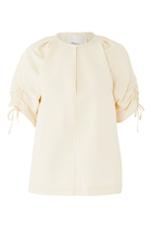 Gathered Sleeve Band Collar Top