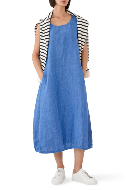 Washed Organic Linen Délavé Lantern Dress