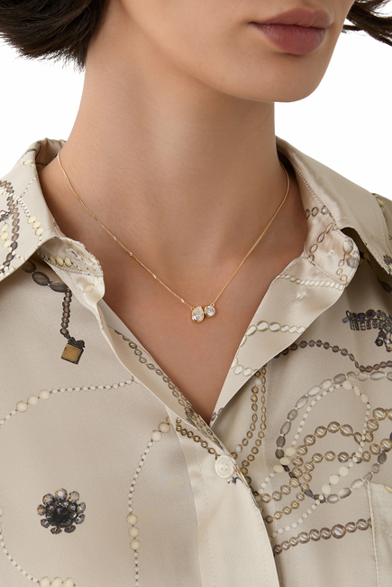 Peas in a Pod Pendant Necklace,  Recycled Sterling Silver Plated in 14k Yellow Gold Vermeil & Cubic Zirconia