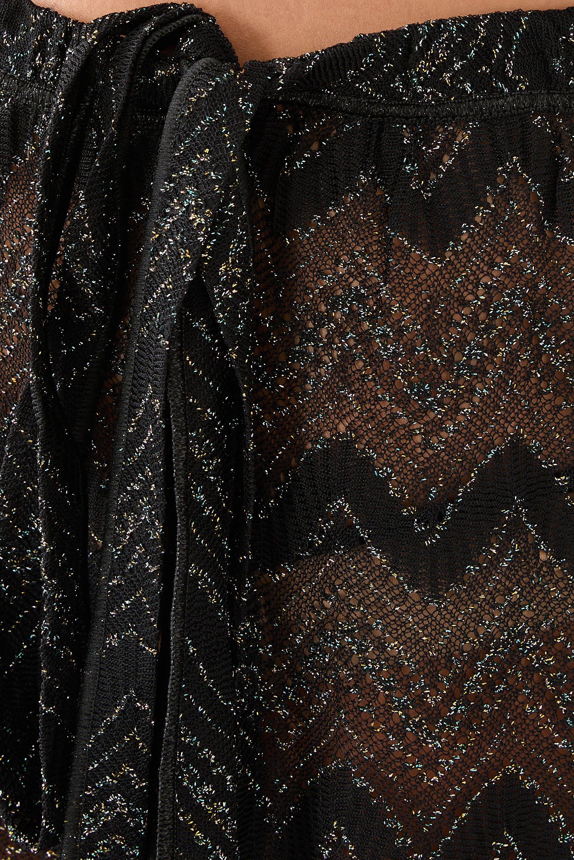 Mare Chevron Lace Raschel Tie Mini Skirt