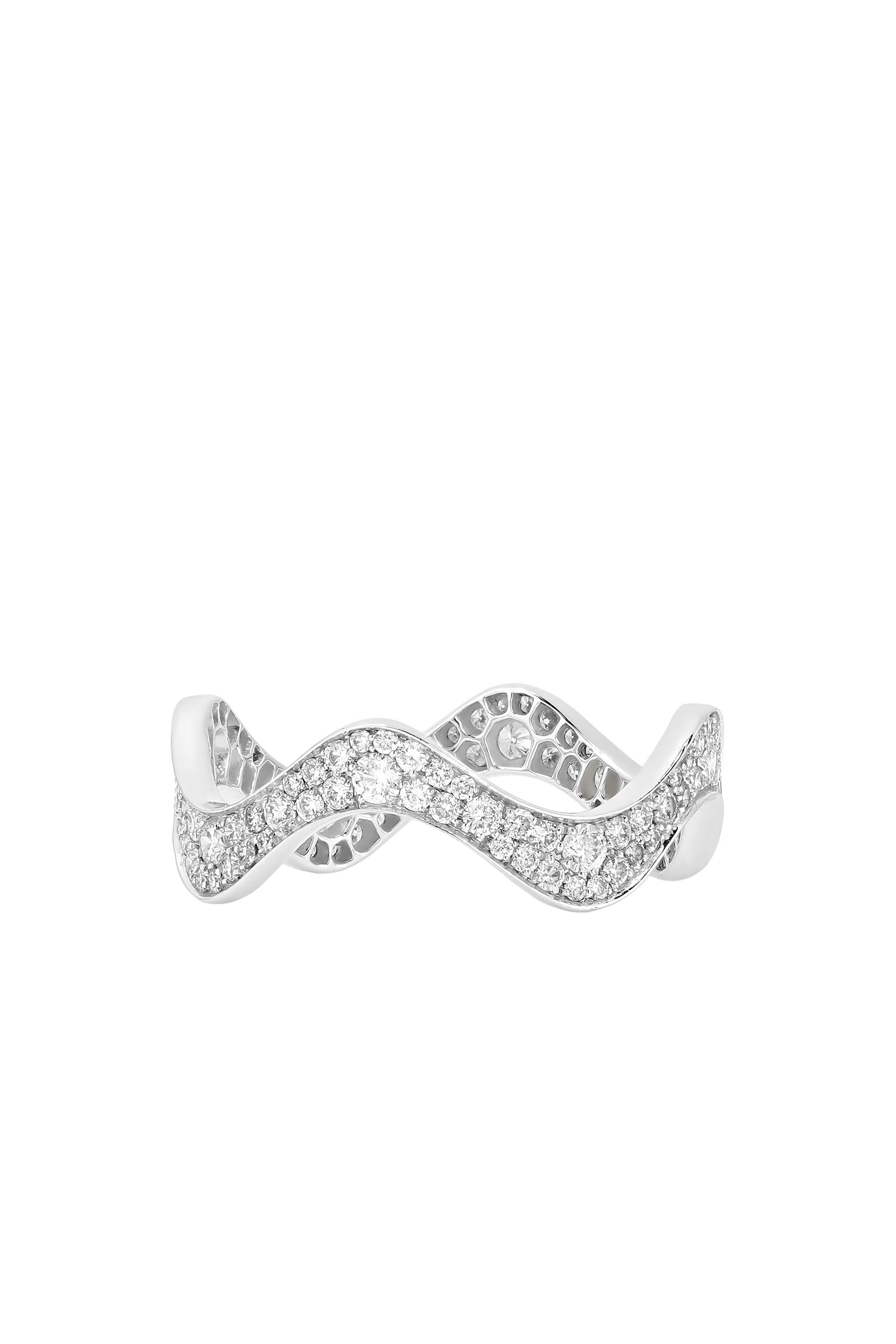 Waves Ring, 18k White Gold & Diamonds