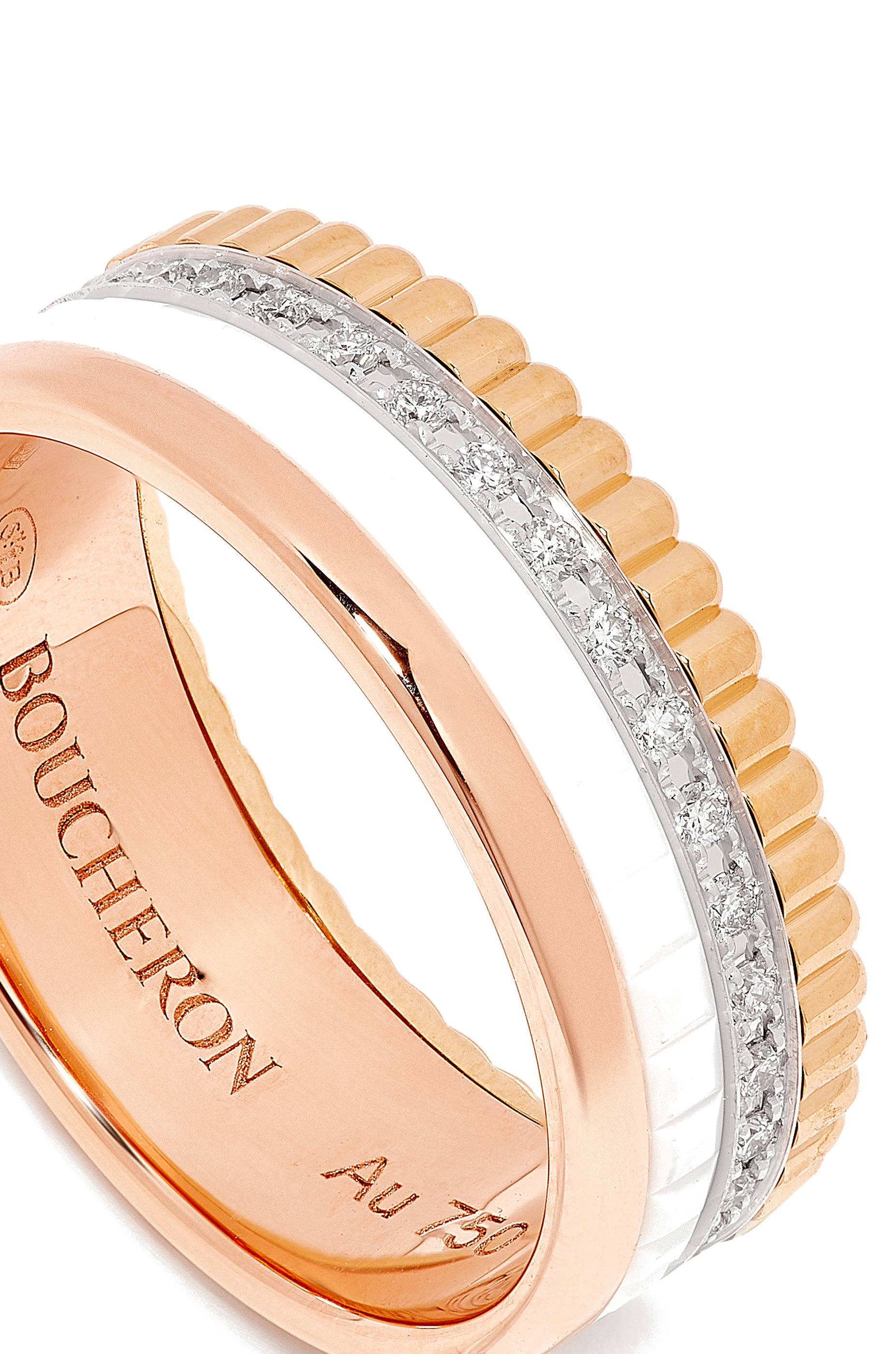 Quatre White Edition Small Ring, 18k Mixed Gold & Diamonds