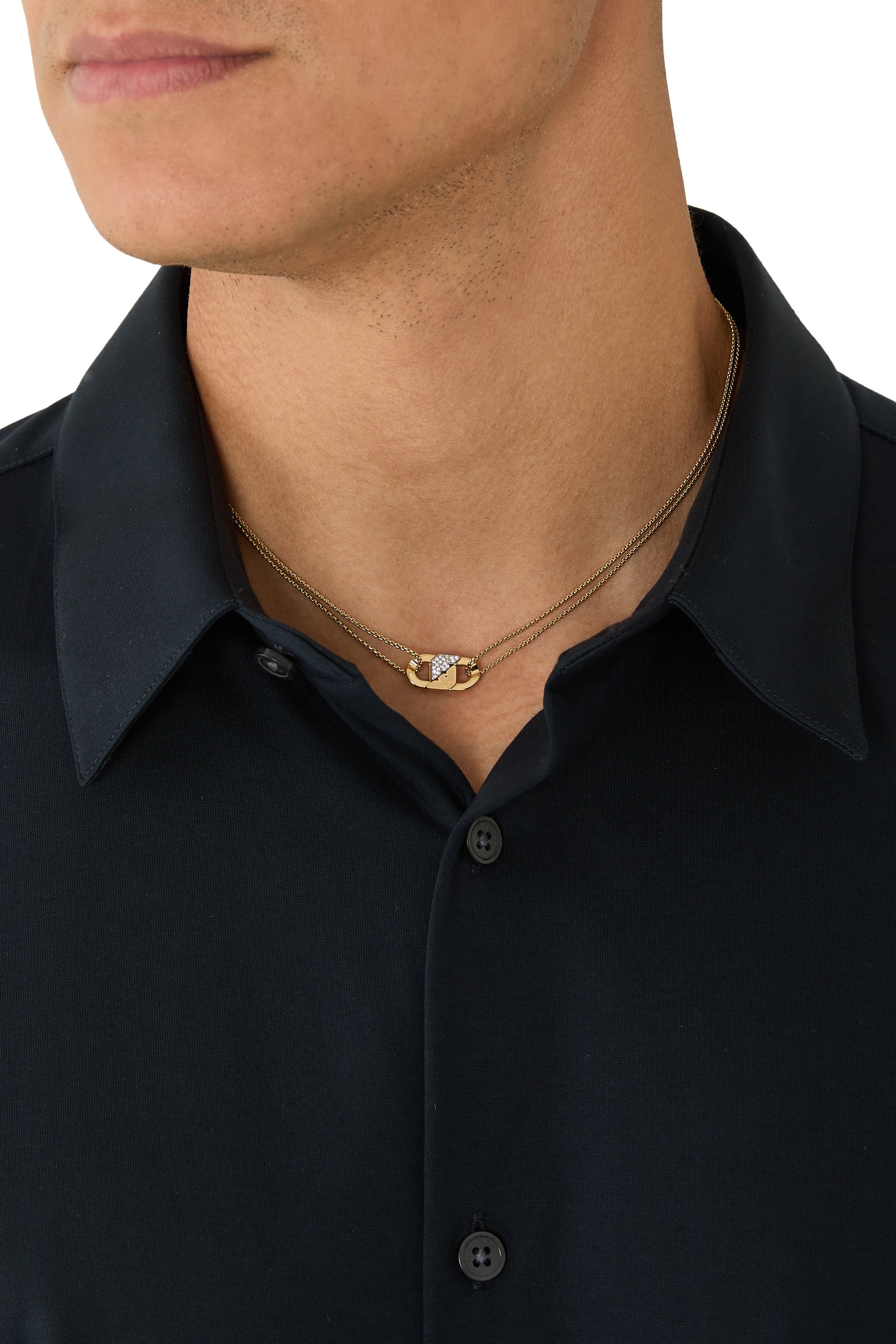  Gold-Tone Stainless Steel ID Necklace