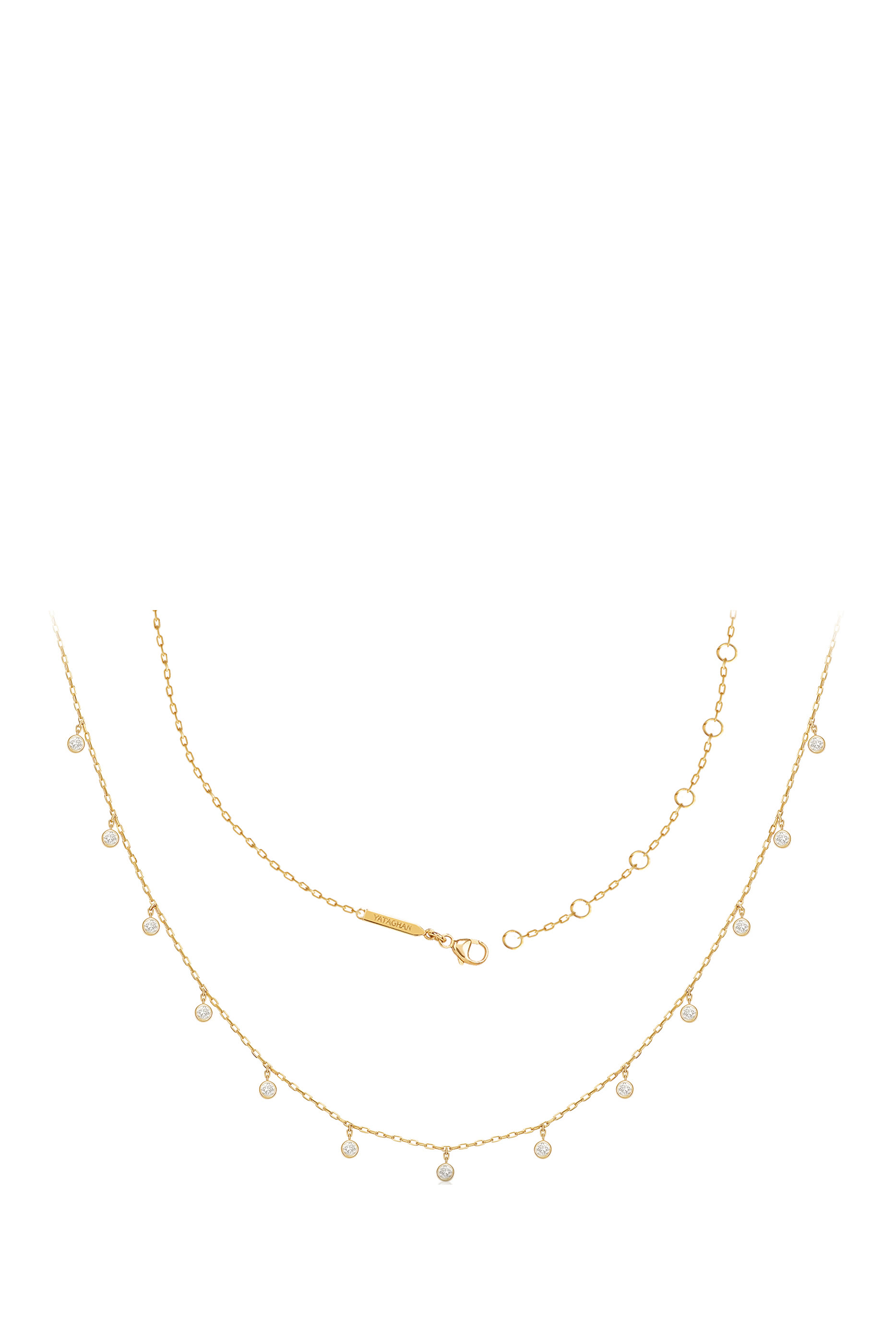 Sparkle Round Dangle Chain Necklace, 18k Yellow Gold with Diamonds