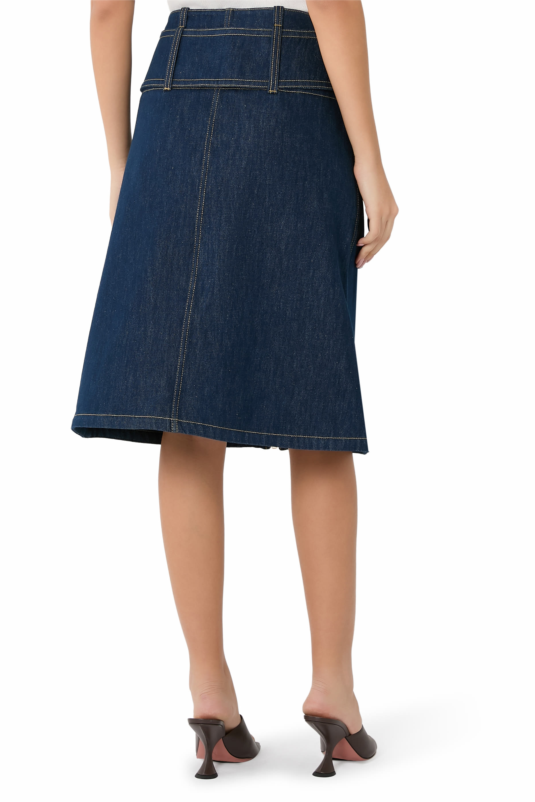  Slit Midi Skirt in Organic Cotton Denim 